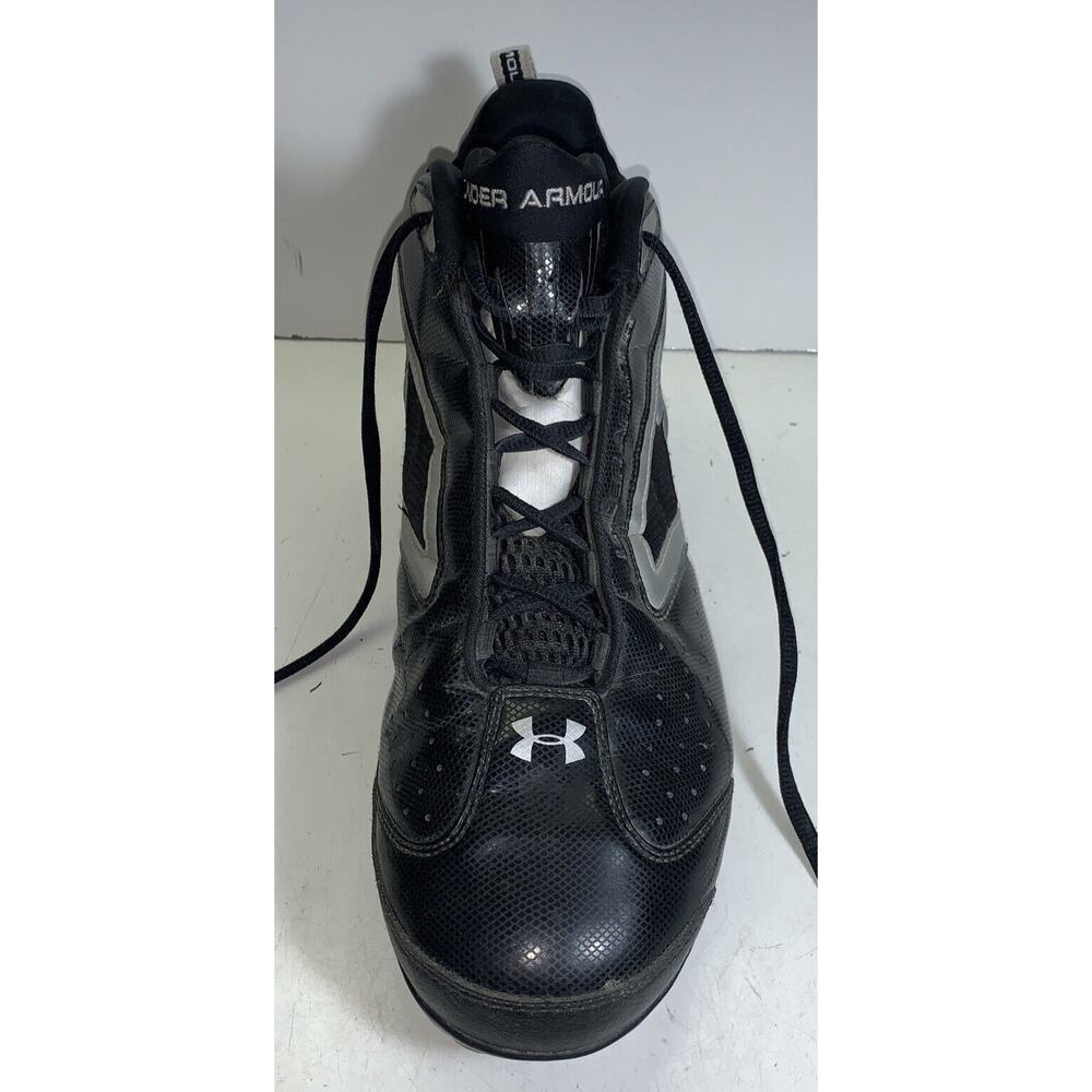 UNDER ARMOUR Mid FOOTBALL CLEATS BLACK/SILVER Men's US Size 12 - Picture 10 of 16